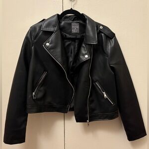 Black faux leather jacket. Size M. New condition!